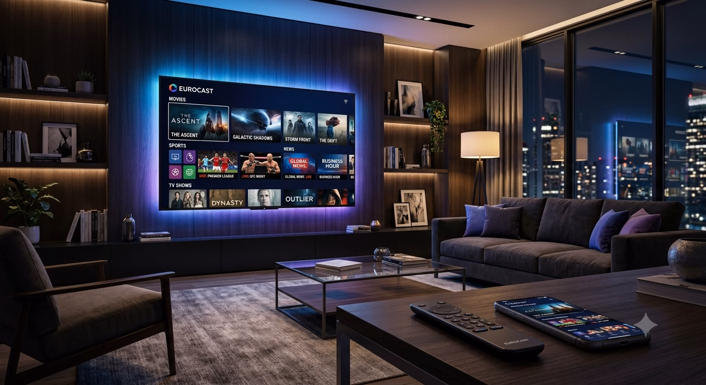 Premium IPTV service interface on a Smart TV screen